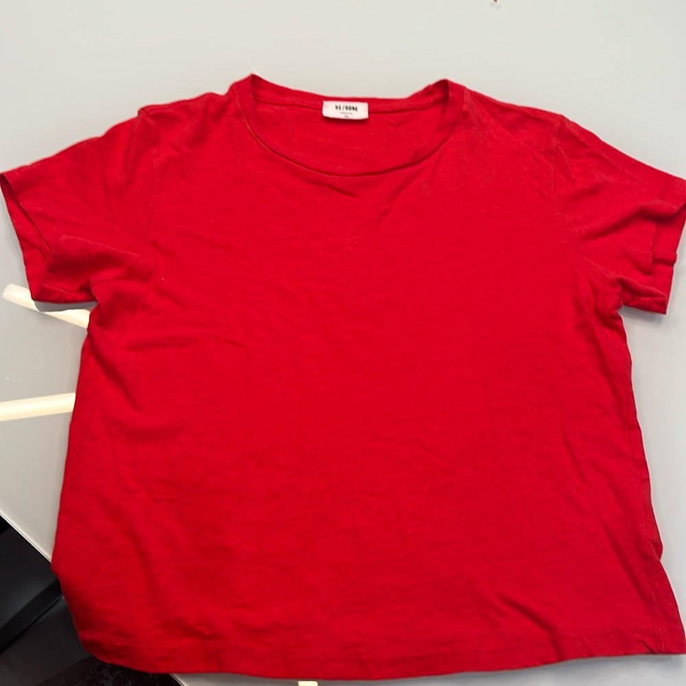 Re/Done Classic Crewneck Short Sleeve Tee in Red